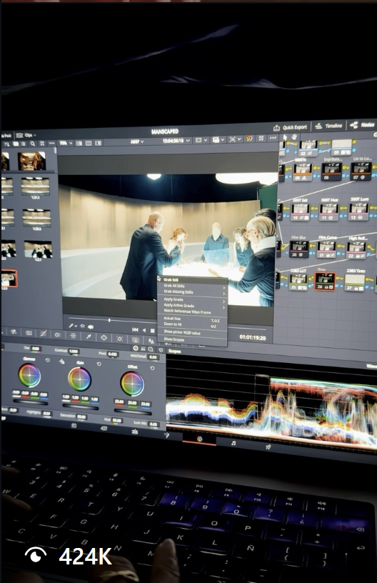 Video editing social post with 424 thousand views